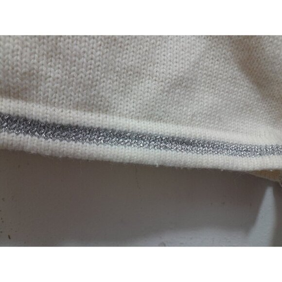 Vintage Womens 3D Santa And Reindeer Holiday Christmas Sweater Ivory Size L - Picture 5 of 11